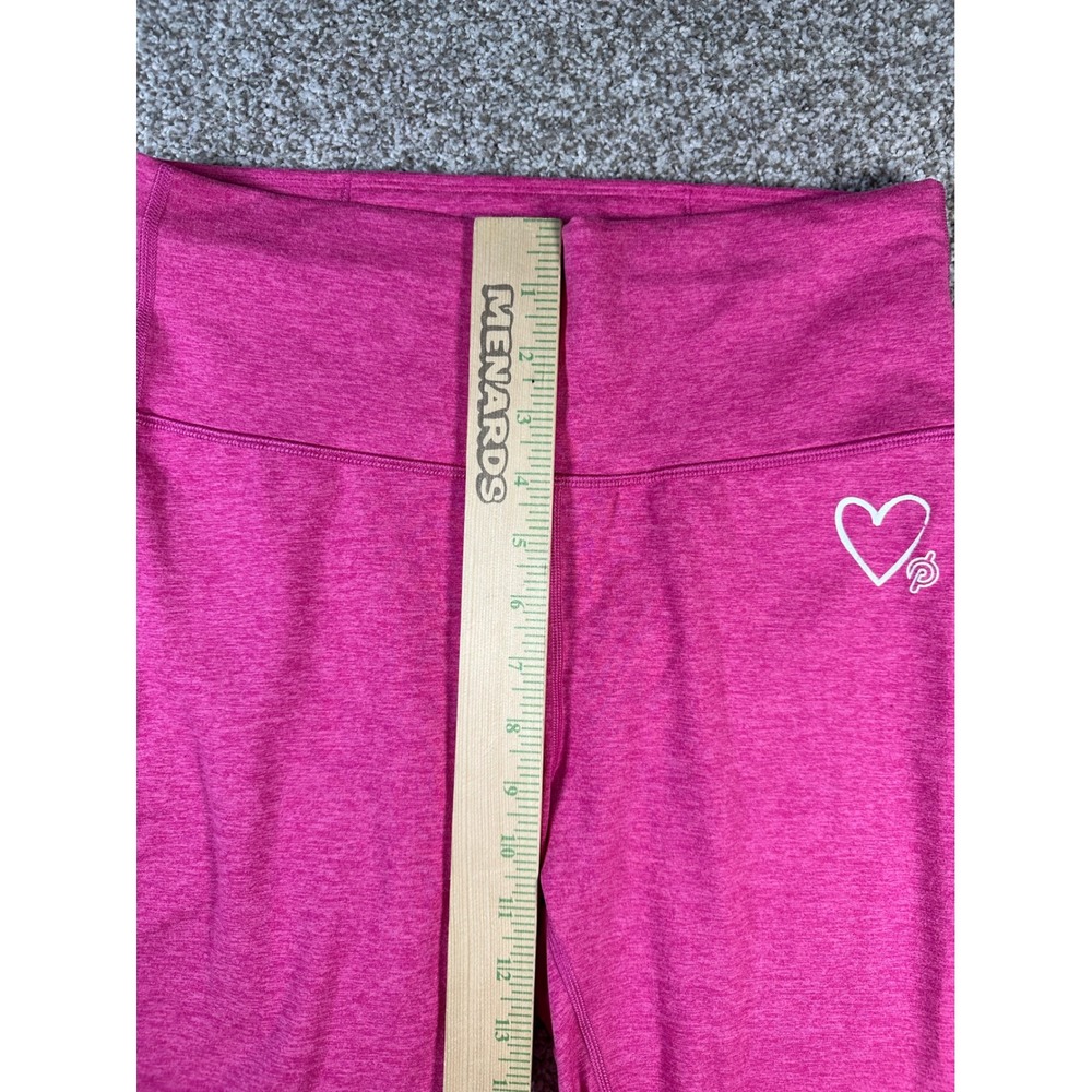 Peloton Womens Pink Heathered High Rise Mesh Crop Leggings Size M Heart Logo - Picture 6 of 10